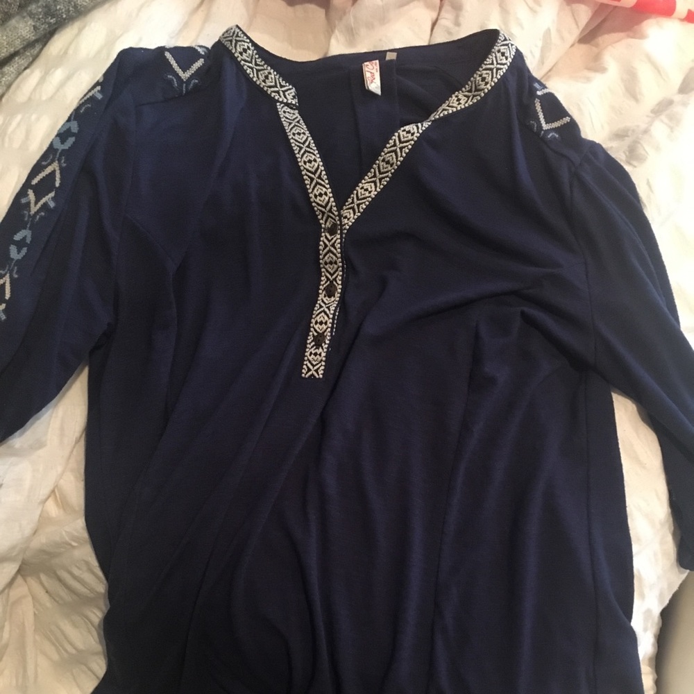 Blue boho blouse